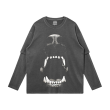 Load image into Gallery viewer, Dog Bite Streetwear Faux Layered Long Sleeve Tee In Faded Dark Grey 230 GSM Durable True To Size