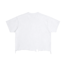 Load image into Gallery viewer, Luv Money White Distressed Hem Washed Shirt Streetwear Cotton 240GSM DTG Print Tee