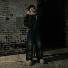 Load image into Gallery viewer, Black Sun Fade Boxy Hoodie With Detachable Fur Hood Cotton 360 GSM DTG Print
