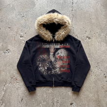 Load image into Gallery viewer, Keys Furr Black Cropped 400GSM Zip-Up Hoodie Streetwear Graphic Y2K Unisex Cotton
