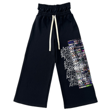 Load image into Gallery viewer, Market Crash Streetwear Double Waisted Sweatpants Wide Leg French Terry 420GSM Black Cotton
