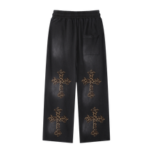 Load image into Gallery viewer, Cheetah Print Black Sunfade Loose Fit Cotton Sweatpants Cotton 350GSM DTG Print
