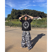 Load image into Gallery viewer, Alone Streetwear Tee Cropped Boxy T-Shirt Y2K 250GSM Summer Black Short Sleeve Crew Neck
