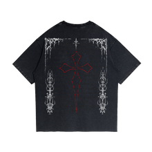 Load image into Gallery viewer, Fallen Angel Garment Dyed Streetwear Tee 260GSM Black Cotton With Faded Raw Hem
