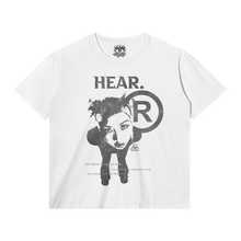 Load image into Gallery viewer, HEAR Streetwear Tee White Cotton T Shirt Classic Fit 180 GSM DTG Print
