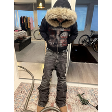 Load image into Gallery viewer, Keys Furr Black Cropped 400GSM Zip-Up Hoodie Streetwear Graphic Y2K Unisex Cotton
