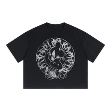 Load image into Gallery viewer, Alone Streetwear Tee Cropped Boxy T-Shirt Y2K 250GSM Summer Black Short Sleeve Crew Neck
