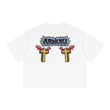 Load image into Gallery viewer, Jesus Vs Satan Streetwear Tee Y2k T-Shirt White Boxy Cropped 250GSM Summer Short Sleeve Crew Neck
